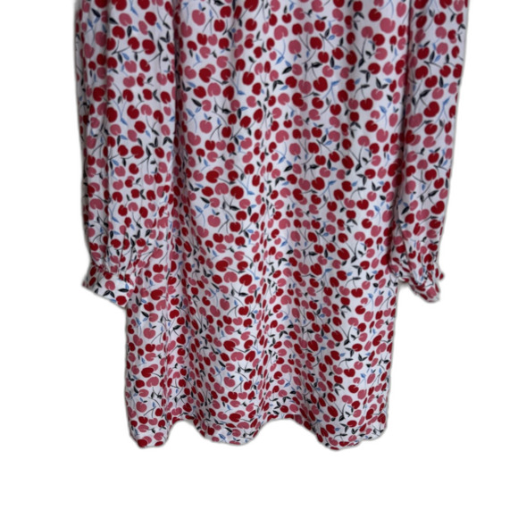 Loft Dress Womens Small White Red Cherry Print Long Sleeve Lined Shift Mini - Picture 4 of 11
